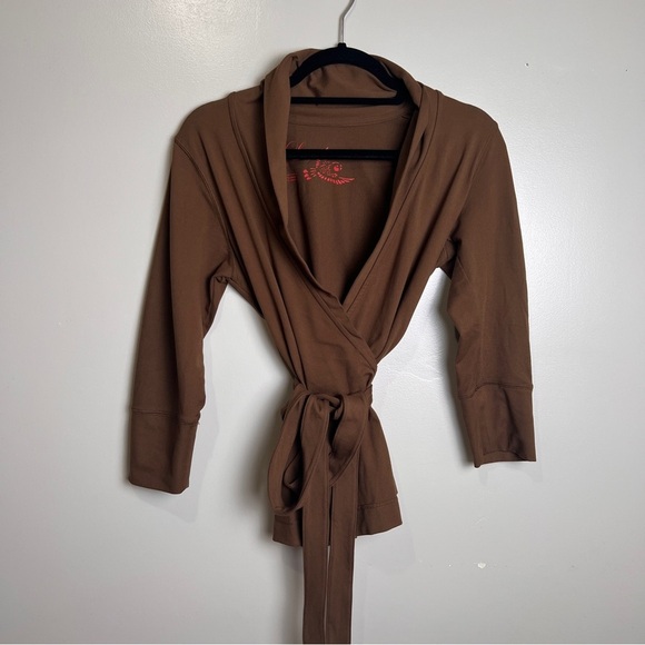 Lucy Chocolate Brown Wrap Top with Tie Waist Size Small EUC - Picture 1 of 5